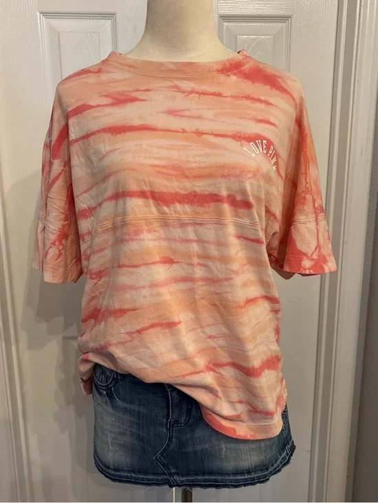 PINK Victoria's Secret Tie-Dye Tee in Pink and Peach - Picture 2 of 7